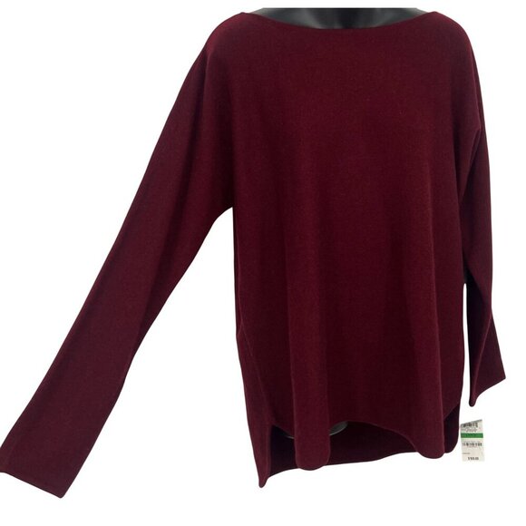 Charter Club Women Large L Luxury 100% Cashmere Burgundy Long-Sleeve Sweater New - Picture 2 of 7